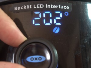 Oxo 12 cup temperature setting close-up
